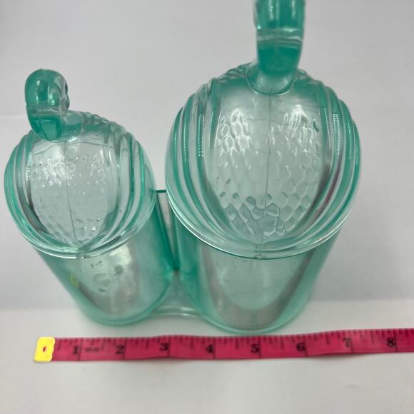 Vintage Duo Swan Makeup Bathroom Organizers Acrylic Light Blue MCM Art Deco - Picture 6 of 12